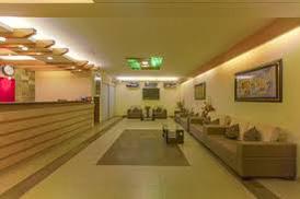 Elegant Hotel Lobby Hotel lobby with reception desk and seating area.